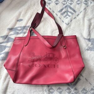 Coach Raspberry Leather Tote Bag